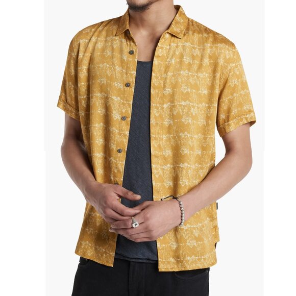John Varvatos Collection Men's Short Sleeve Loren Retro Vibe Shirt Honeysuckle - Picture 7 of 8